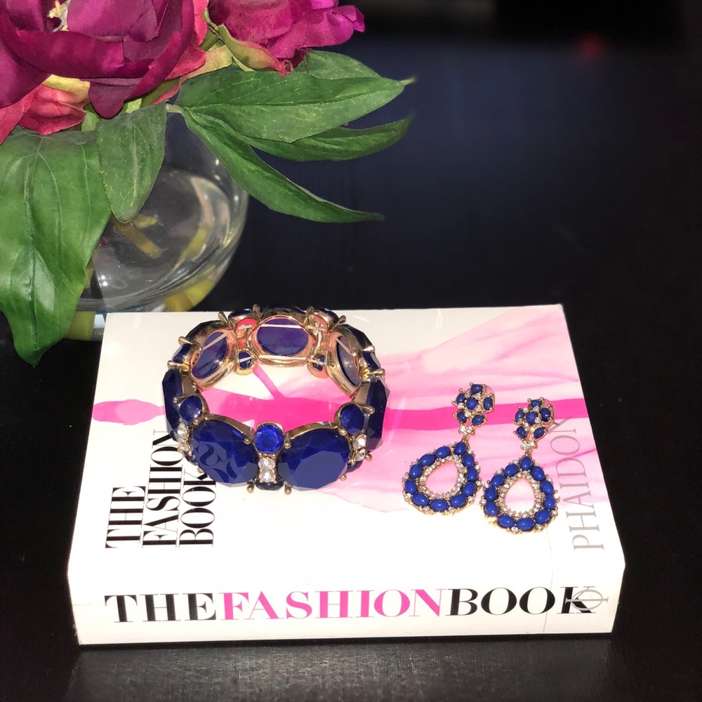 Something Blue Statement Earrings and Bracelet Set